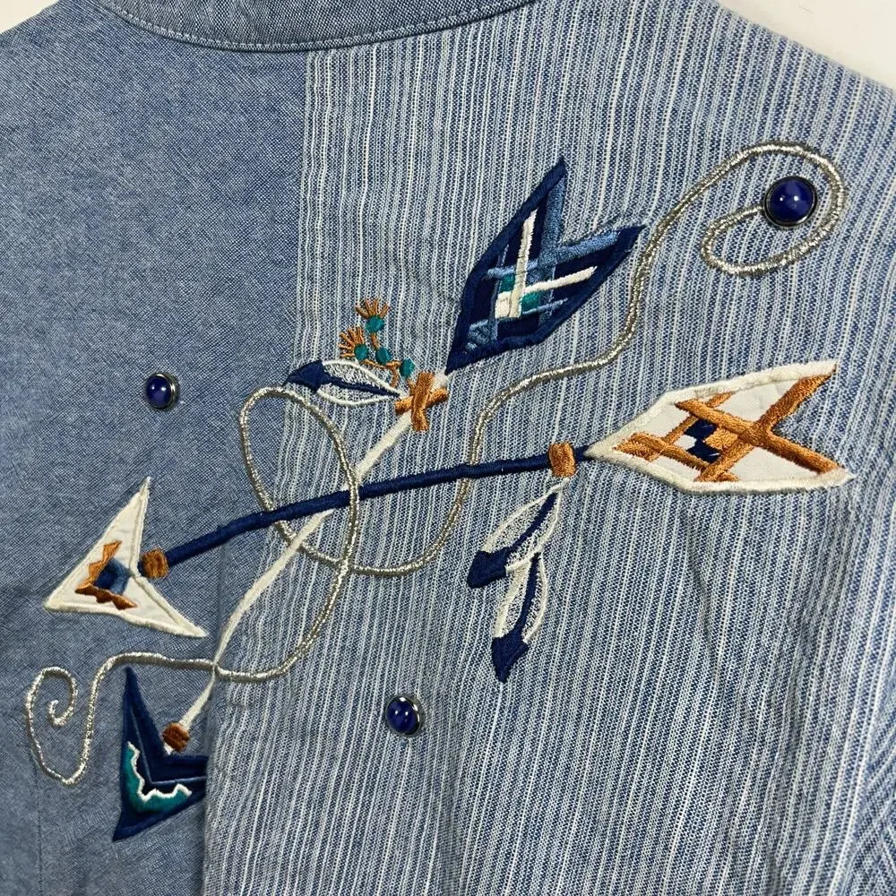 Vintage Western 1849 Authentic Ranchwear Shirt M Arrow Feather Stud Detail USA - Picture 3 of 10